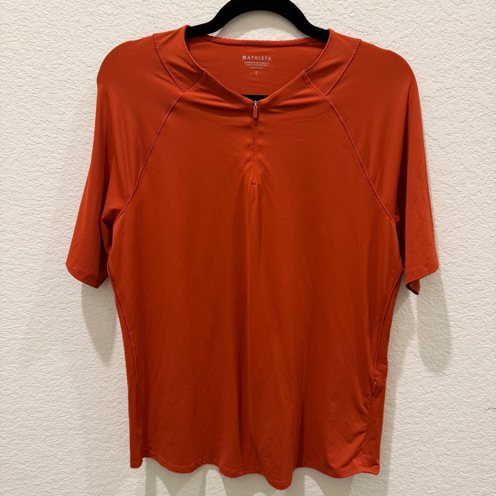 Athleta Womens Burnt Orange Quarter Zip Cycling Jersey Top Large